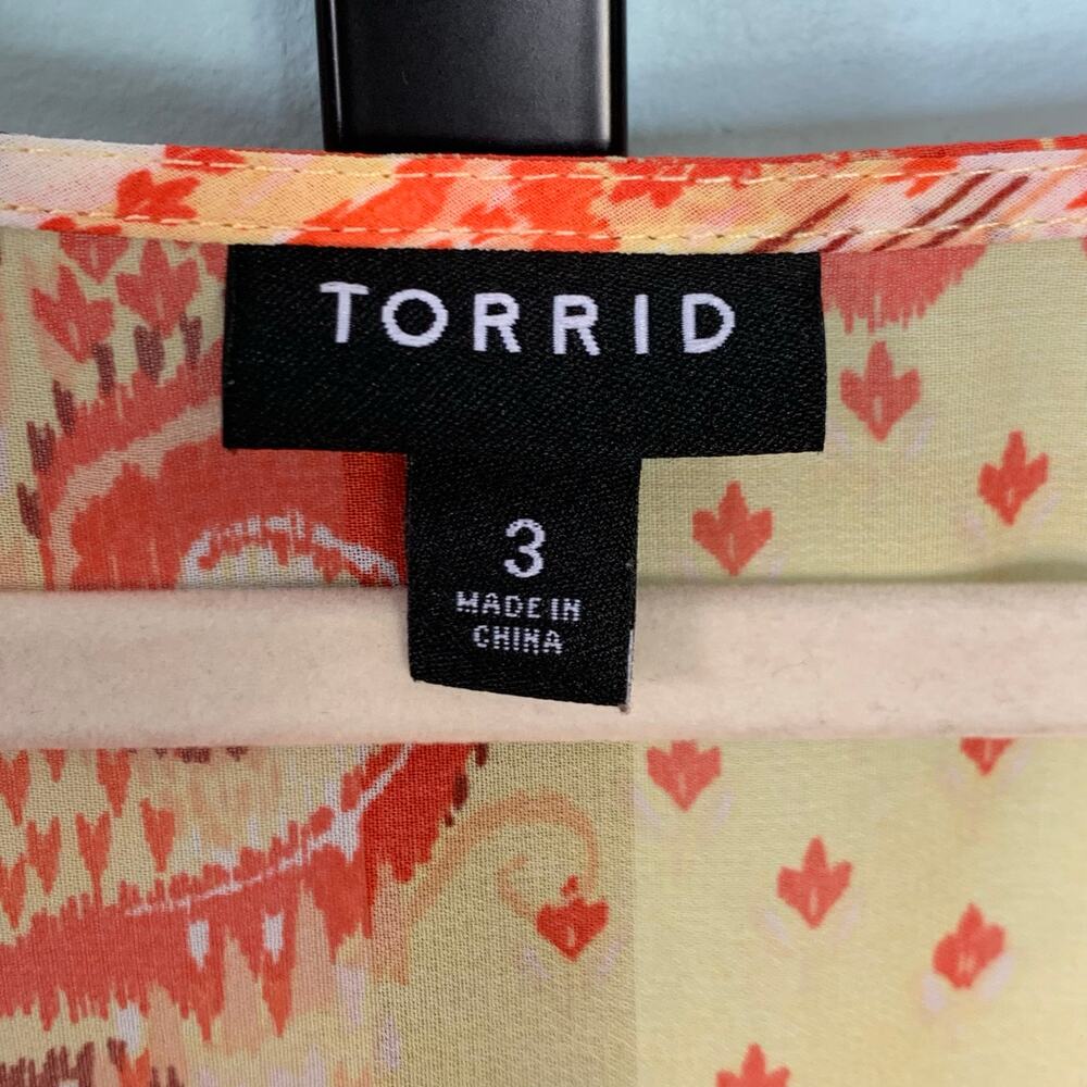 Torrid Yellow and Orange Smocked Babydoll Top Size 3 (3X) - Picture 5 of 8